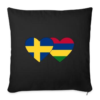 Sweden Mauritius Flag Heart - Sofa pillowcase 17,3'' x 17,3'' (45 x 45 cm) - black - Front