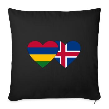 Mauritius Iceland Flag Heart - Sofa pillowcase 17,3'' x 17,3'' (45 x 45 cm) - black - Front
