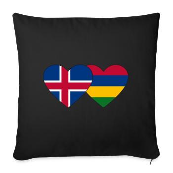 Iceland Mauritius Flag Heart - Sofa pillowcase 17,3'' x 17,3'' (45 x 45 cm) - black - Front