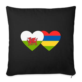 Wales Mauritius Flag Heart - Sofa pillowcase 17,3'' x 17,3'' (45 x 45 cm) - black - Front