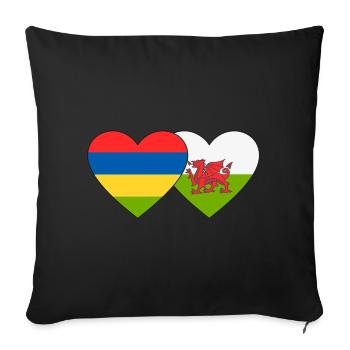 Mauritius Wales Flag Heart - Sofa pillowcase 17,3'' x 17,3'' (45 x 45 cm) - black - Front