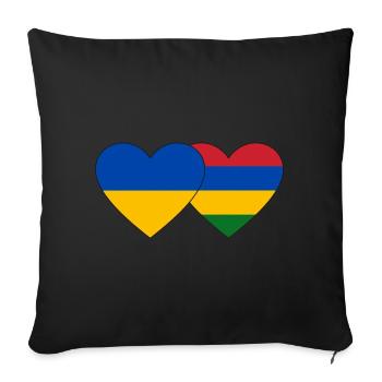 Ukraine Mauritius Flag Heart - Sofa pillowcase 17,3'' x 17,3'' (45 x 45 cm) - black - Front