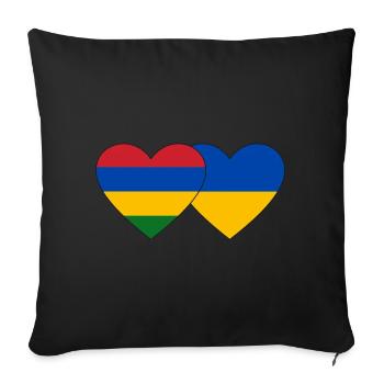 Mauritius Ukraine Flag Heart - Sofa pillowcase 17,3'' x 17,3'' (45 x 45 cm) - black - Front
