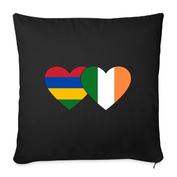 Mauritius Ireland Flag Heart - Sofa pillowcase 17,3'' x 17,3'' (45 x 45 cm) - black - Front
