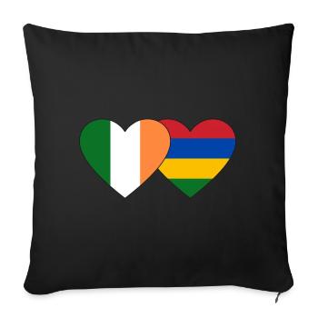 Ireland Mauritius Flag Heart - Sofa pillowcase 17,3'' x 17,3'' (45 x 45 cm) - black - Front
