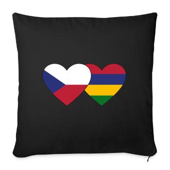 Czech Republic Mauritius Flag Heart - Sofa pillowcase 17,3'' x 17,3'' (45 x 45 cm) - black - Front