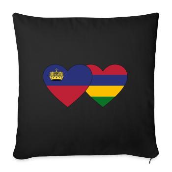 Liechtenstein Mauritius Flag Heart - Sofa pillowcase 17,3'' x 17,3'' (45 x 45 cm) - black - Front