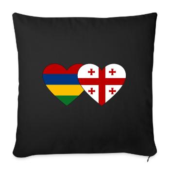Mauritius Georgia Flag Heart - Sofa pillowcase 17,3'' x 17,3'' (45 x 45 cm) - black - Front