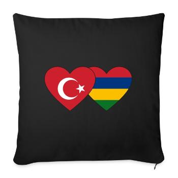 Turkey Mauritius Flag Heart - Sofa pillowcase 17,3'' x 17,3'' (45 x 45 cm) - black - Front
