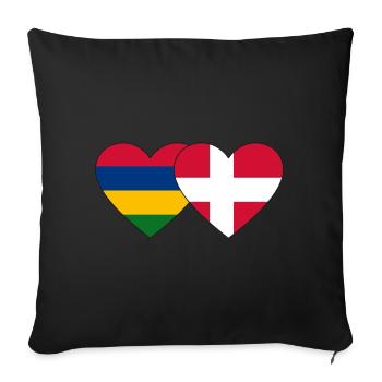 Maurice Danemark Flag Coeur - Housse de coussin décorative 45 x 45 cm - noir - Devant