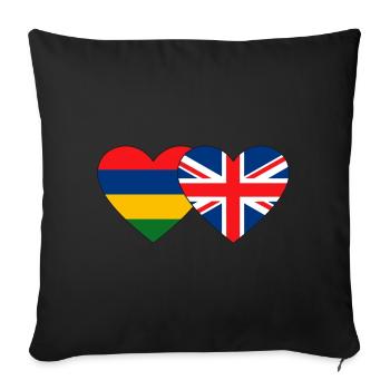 Mauritius England Flagge Herz - Sofakissenbezug 45 x 45 cm - Schwarz - Vorne