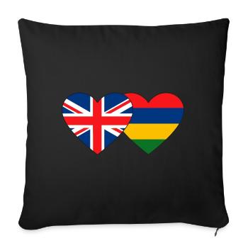England Mauritius Flag Heart - Sofa pillowcase 17,3'' x 17,3'' (45 x 45 cm) - black - Front