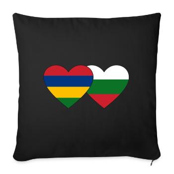 Mauritius Bulgaria Flag Heart - Sofa pillowcase 17,3'' x 17,3'' (45 x 45 cm) - black - Front