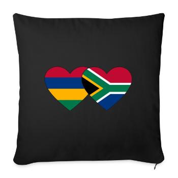 Mauritius South Africa Flag Heart - Sofa pillowcase 17,3'' x 17,3'' (45 x 45 cm) - black - Front