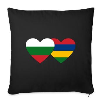 Bulgaria Mauritius Flag Heart - Sofa pillowcase 17,3'' x 17,3'' (45 x 45 cm) - black - Front