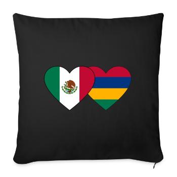 Mexico Mauritius Flag Heart - Sofa pillowcase 17,3'' x 17,3'' (45 x 45 cm) - black - Front