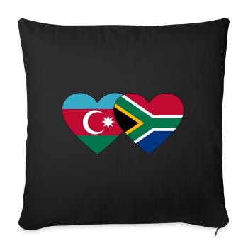 Azerbaïdjan Afrique du Sud Flag Heart - Housse de coussin décorative 45 x 45 cm - noir - Devant