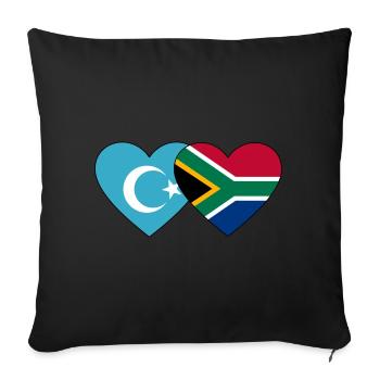 Cœur de drapeau ouïghours d’Afrique du Sud - Housse de coussin décorative 45 x 45 cm - noir - Devant