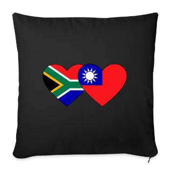 Afrique du Sud Taiwan Flag Heart - Housse de coussin décorative 45 x 45 cm - noir - Devant