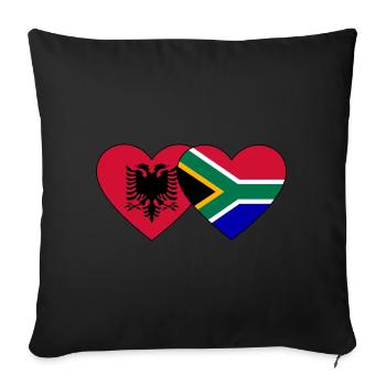 Albanie Afrique du Sud Flag Heart - Housse de coussin décorative 45 x 45 cm - noir - Devant