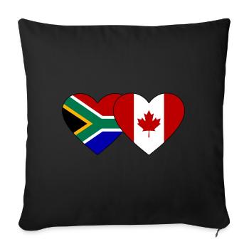 Afrique du Sud Canada Flag Heart - Housse de coussin décorative 45 x 45 cm - noir - Devant
