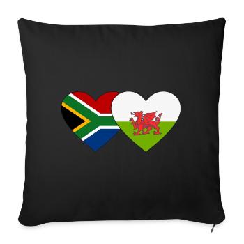 Afrique du Sud Pays de Galles Flag Heart - Housse de coussin décorative 45 x 45 cm - noir - Devant
