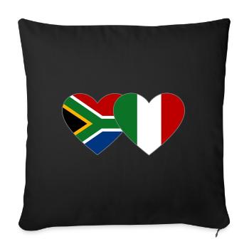 Afrique du Sud Italie Flag Heart - Housse de coussin décorative 45 x 45 cm - noir - Devant