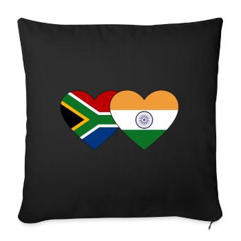 Afrique du Sud Inde Flag Heart - Housse de coussin décorative 45 x 45 cm - noir - Devant