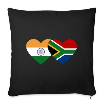 Inde Afrique du Sud Flag Heart - Housse de coussin décorative 45 x 45 cm - noir - Devant