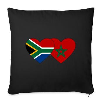Afrique du Sud Maroc Flag Heart - Housse de coussin décorative 45 x 45 cm - noir - Devant