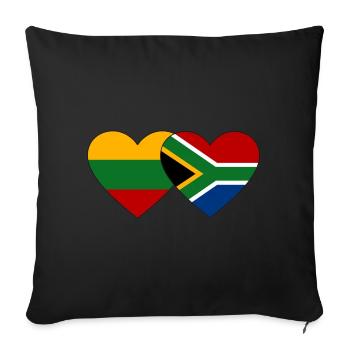 Lituanie Afrique du Sud Flag Heart - Housse de coussin décorative 45 x 45 cm - noir - Devant