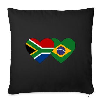 Afrique du Sud Brésil Flag Heart - Housse de coussin décorative 45 x 45 cm - noir - Devant