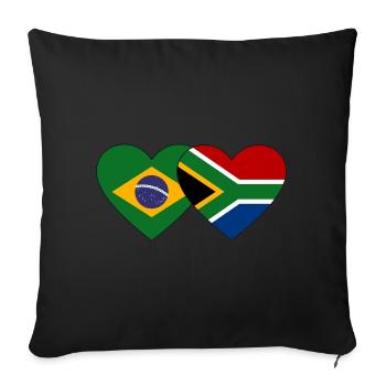 Brésil Afrique du Sud Flag Heart - Housse de coussin décorative 45 x 45 cm - noir - Devant