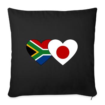 Afrique du Sud Japon Flag Heart - Housse de coussin décorative 45 x 45 cm - noir - Devant