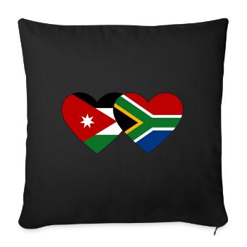 Jordanie Afrique du Sud Flag Heart - Housse de coussin décorative 45 x 45 cm - noir - Devant