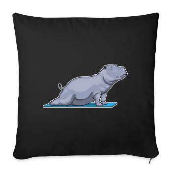Hippopotamus Yoga Fitness Gymnastics - Sofa pillowcase 17,3'' x 17,3'' (45 x 45 cm) - black - Front
