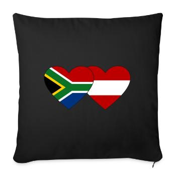 Afrique du Sud Autriche Flag Heart - Housse de coussin décorative 45 x 45 cm - noir - Devant