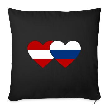 Austria Russia Flag Heart - Sofa pillowcase 17,3'' x 17,3'' (45 x 45 cm) - black - Front