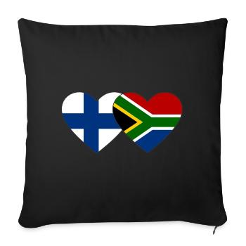 Finlande Afrique du Sud Flag Heart - Housse de coussin décorative 45 x 45 cm - noir - Devant