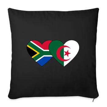 Afrique du Sud Algérie drapeau coeur - Housse de coussin décorative 45 x 45 cm - noir - Devant