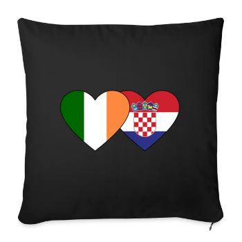 Ireland Croatia Flag Heart - Sofa pillowcase 17,3'' x 17,3'' (45 x 45 cm) - black - Front