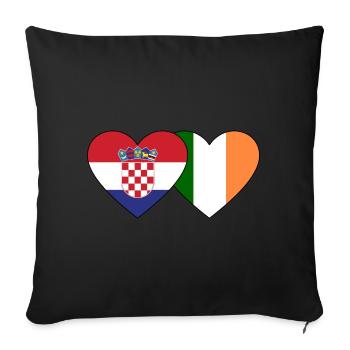 Croatia Ireland Flag Heart - Sofa pillowcase 17,3'' x 17,3'' (45 x 45 cm) - black - Front