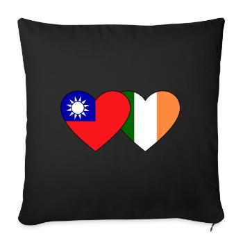 Taiwan Ireland Flag Heart - Sofa pillowcase 17,3'' x 17,3'' (45 x 45 cm) - black - Front