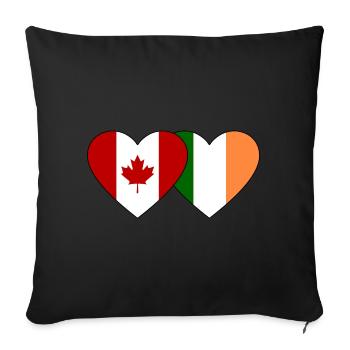 Cœur de drapeau Canada-Irlande - Housse de coussin décorative 45 x 45 cm - noir - Devant