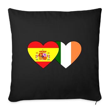 Spain Ireland Flag Heart - Sofa pillowcase 17,3'' x 17,3'' (45 x 45 cm) - black - Front