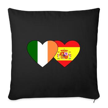 Ireland Spain Flag Heart - Sofa pillowcase 17,3'' x 17,3'' (45 x 45 cm) - black - Front