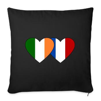 Ireland France Flag Heart - Sofa pillowcase 17,3'' x 17,3'' (45 x 45 cm) - black - Front