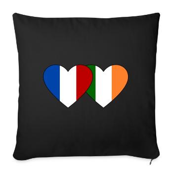 France Irlande Flag Coeur - Housse de coussin décorative 45 x 45 cm - noir - Devant