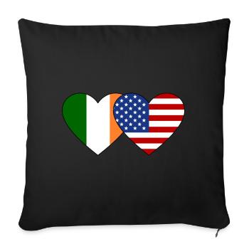 Ireland USA Flag Heart - Sofa pillowcase 17,3'' x 17,3'' (45 x 45 cm) - black - Front
