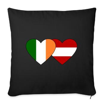 Ireland Austria Flag Heart - Sofa pillowcase 17,3'' x 17,3'' (45 x 45 cm) - black - Front